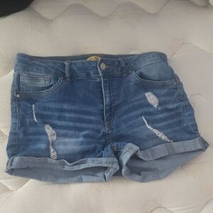 Wax Jean Distressed Blue Jean Shorts